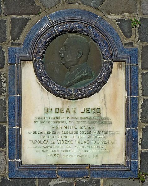 File:Deák Jenő plaque Tapolca Ady Endre u 1.jpg