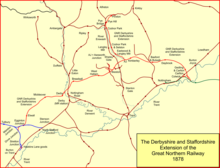 The Derbyshire and Staffordshire extension lines of the Great Northern Railway Derbyshire ext.png