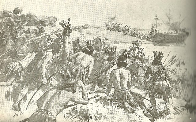 Discovery of the Río de la Plata by Juan Díaz de Solís. He would be attacked and killed by Charrúas later.