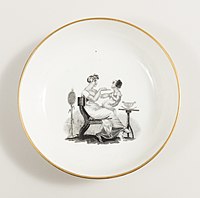 Transfer-printed dish, c. 1810