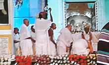 Dr. Mahanambrata Brahmachariji's idol is being worshipped by his disciples at Mahanam Angan, Kolkata on the day of  Guru Purnima.