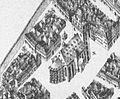 Ausschnitt Kreuzkirche und -schule aus: Perspektivische Stadtansicht Dresdens um 1634, Zeichnung von 1827