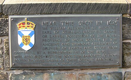 Memorial plaque to Sir William Alexander, on the Castle Esplanade