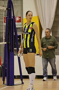 Yekaterina Gamova, a volleyball player, with athletic tape on fingers and wrist Ekaterina Gamova 4.jpg