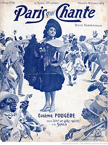 Eugenie Fougere on the 18 October 1903 cover of Paris qui Chante dancing to the song 'Oh ! ce cake-walk' Eugenie Fougere cover Paris qui chante.jpg