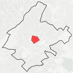 Kaupungin kartta, jossa Exárcheia korostettuna.