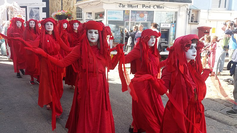 File:Extinction Rebellion 'Red Brigade' in St Ives, Cornwall, August 2019.jpg