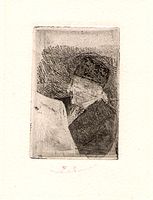 Félicien Rops: Le lecteur, original etching