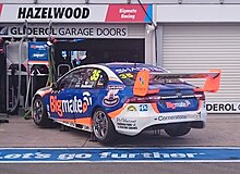 Todd Hazelwood contested the 2018 Supercars Championship driving a Ford Falcon FG X (pictured) and a Holden Commodore VF for Matt Stone Racing Ford Falcon FG X of Todd Hazelwood (2018).jpg