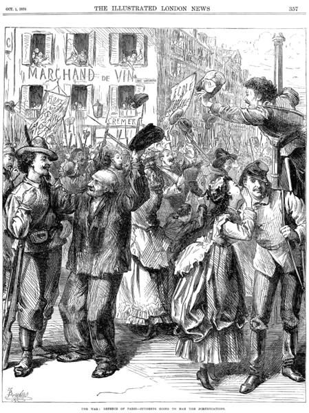 File:Franco-Prussian War - Students Going to Man the Barricades - Illustrated London News Oct 1 1870.png