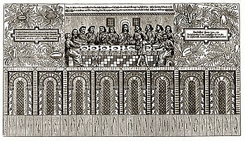 Reconstrucción de la Ultima Cena del ábside, por Nicolay Nicolaysen.