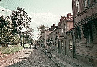 Riksväg 1 (Brahegatan) genom Gränna, 1945.