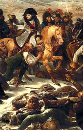 Détail d'un tableau représentant Napoléon à la bataille d'Eylau.
