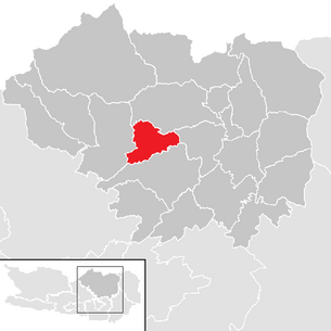 Lage der Gemeinde Gurk (Kärnten) im Bezirk Sankt Veit an der Glan (anklickbare Karte)