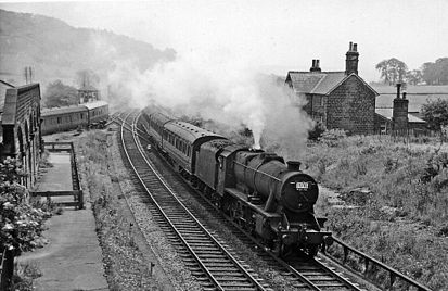 The remains of Hassop Station in 1961 Hassop railway station geograph-2158620.jpg