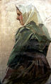 Portrait einer Frau in Tracht. Öl auf Leinwand. 48 x 28 cm.