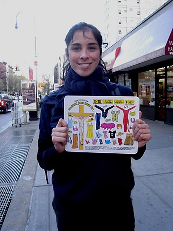 Silverman in 2006, holding a copy of Jesus Dress Up