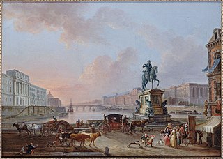 L’Hôtel des Monnaies, le Pont Royal et le Louvre, vus du Pont Neuf, vers 1775