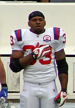 A career Patriot and a 3x Super Bowl champion, RB Kevin Faulk is the club's all-time leader in all-purpose yards (receiving, rushing, and return yards combined) with 12,340 total yards. Kevin Faulk 2009.jpg