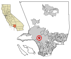 Location of Beverly Hills in Los Angeles County, California