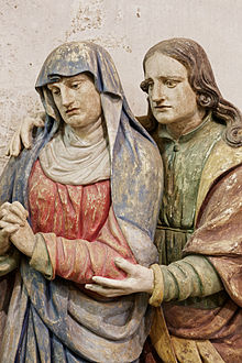 John the Evangelist comforts the Virgin Mary in the Église Notre-Dame "mise au Tombeau"