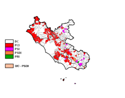 Largest party by municipality Lazio 1985.PNG