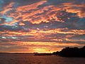 Matahari terbit di atas Placida pelabuhan, Florida