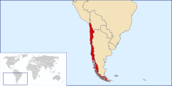 Un mapa mostrant la localització de Xile