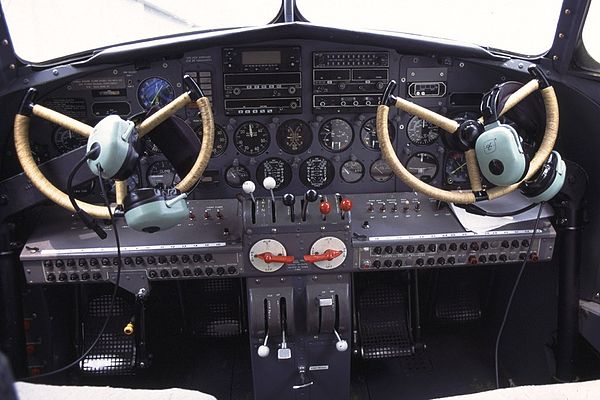 Flight deck of a Model 10A, which has been updated with a more modern instrument panel