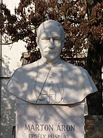 Portrait bust in Áron Márton Square, Budapest