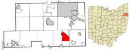 Location of North Lima in Mahoning County and in the State of Ohio