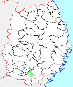 Higashiyama okulunun Iwate Prefecture'daki konumu