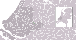Posición destacada de Schoonhoven en un mapa municipal de Holanda Meridional
