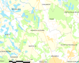 Mapa obce Rignieux-le-Franc