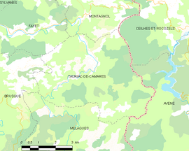 Mapa obce Tauriac-de-Camarès