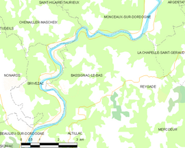 Mapa obce Bassignac-le-Bas