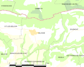 Mapa obce Valonne