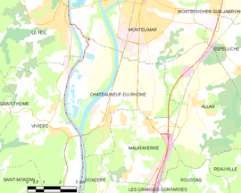 Mapa obce Châteauneuf-du-Rhône