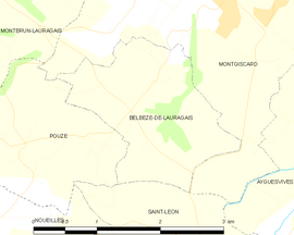Mapa obce Belbèze-de-Lauragais