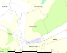 Mapa obce Adaincourt