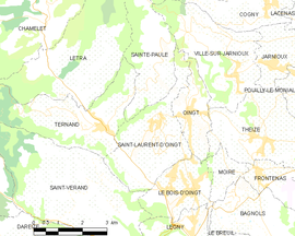 Mapa obce Saint-Laurent-d’Oingt