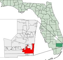 Karte von Florida mit Hervorhebung von Hollywood.svg