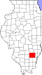 Mapa de Illinois con la ubicación del condado de Wayne