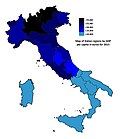 Thumbnail for File:Map of Italian regions by GDP per capita in euros (2015).jpg