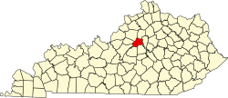 map of Kentucky highlighting Anderson County