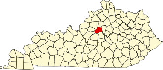 Location of Anderson County in Kentucky Map of Kentucky highlighting Anderson County.svg