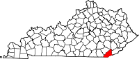 Map of Kentucky highlighting Bell County