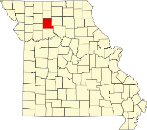 Mappa del Missouri che evidenzia la contea di Livingston