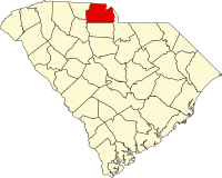 Locatie van York County in South Carolina