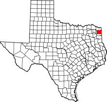 Harta e Cass County në Texas